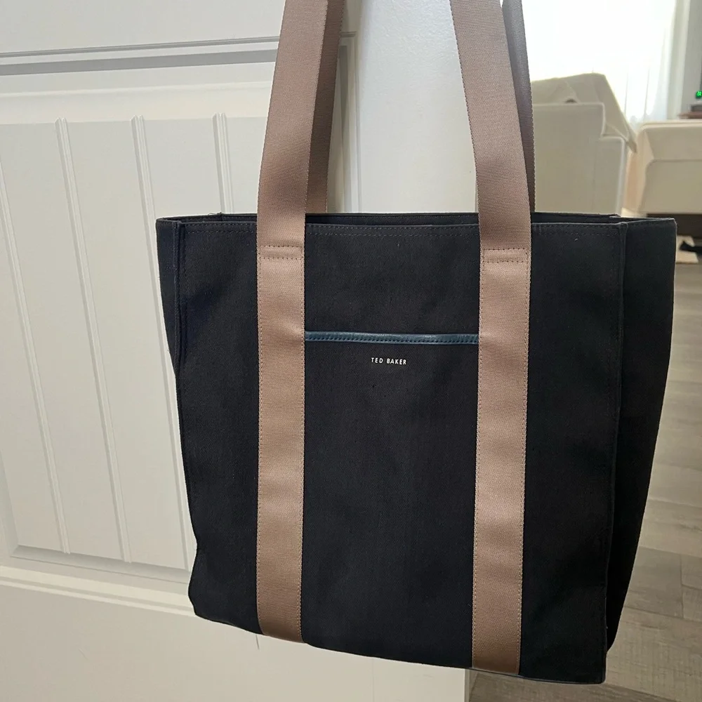 Ted Baker Navy Tote with Tan Straps